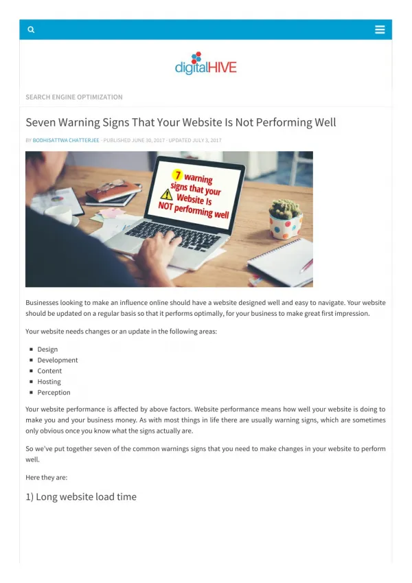 Seven Warning Signs That Your Website is Not Performing Well - Digital Hive