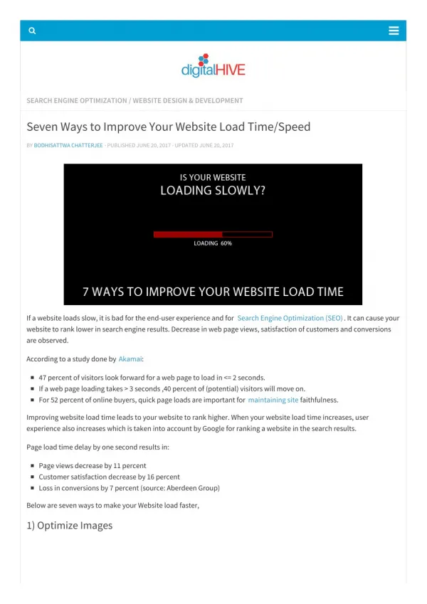 Seven Ways to Improve Your Website Load Time/Speed - Digital Hive