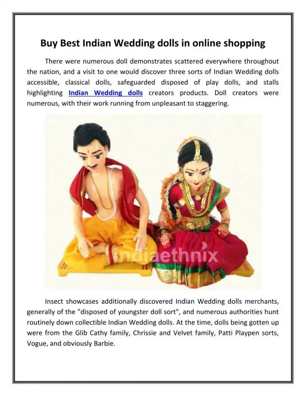 Buy Best Indian Wedding dolls in online shopping