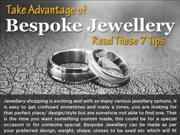 Take Advantage of Bespoke Jewelry - Read These 7 Tips