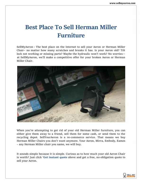 Best Place To Sell Herman Miller Furniture - Sell My Aeron