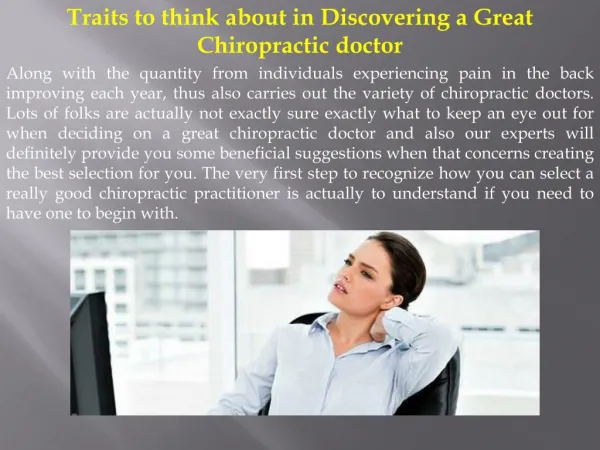 Traits to think about in Discovering a Great Chiropractic doctor