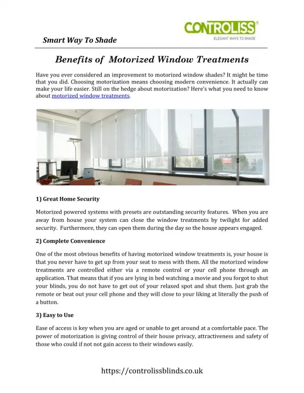 Benefits of Motorized Window Treatments