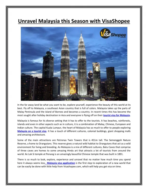 Unravel Malaysia this Season with VisaShopee