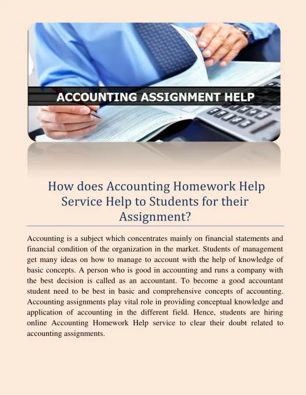 How does accounting homework help service help to students for their assignment?