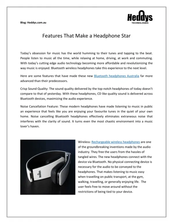 Read the Features That Make a Headphone Star