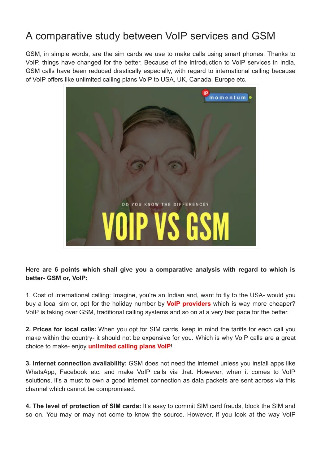 a comparative study between voip services and gsm
