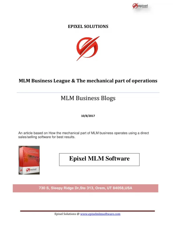 MLM Business League & the mechanical part of operations