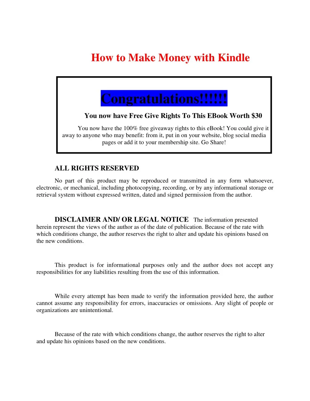 how to make money with kindle congratulations