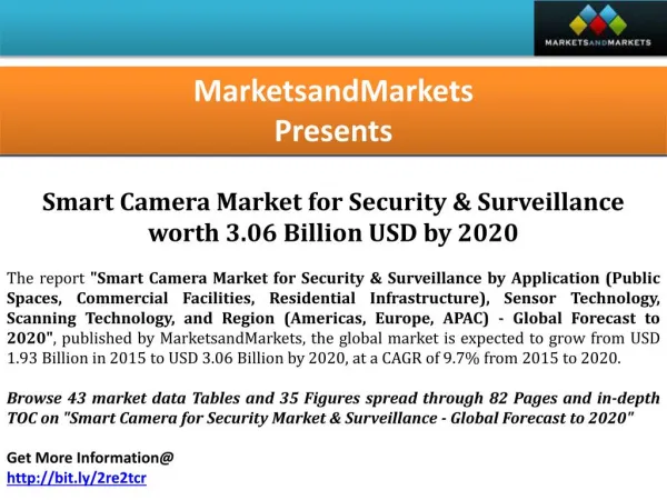 Smart Camera Market for Security & Surveillance worth 3.06 Billion USD by 2020