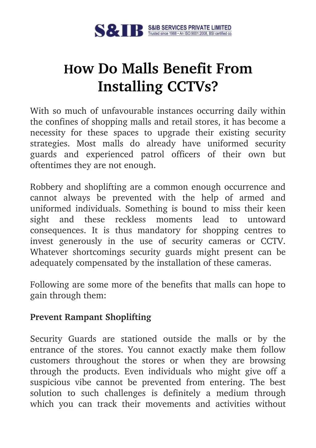 h ow do malls benefit from installing cctvs