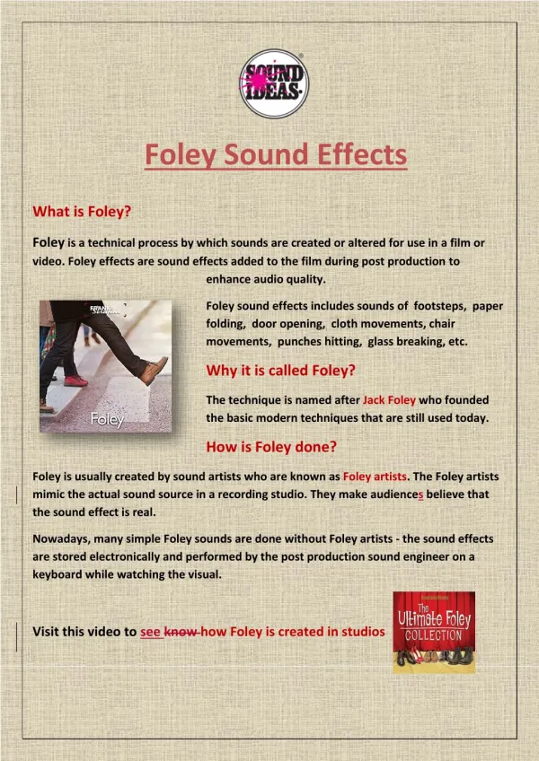 Foley Sound Effects: History, Production and Use