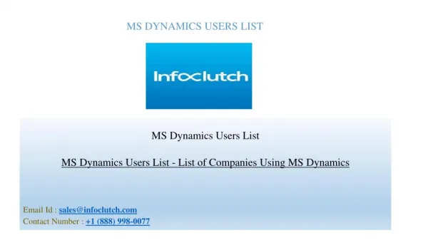 MS Dynamics Users List - List of Companies Using MS Dynamics