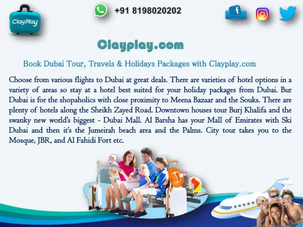 Book Dubai Tour, Travel and Holiday packages With Clayplay.com