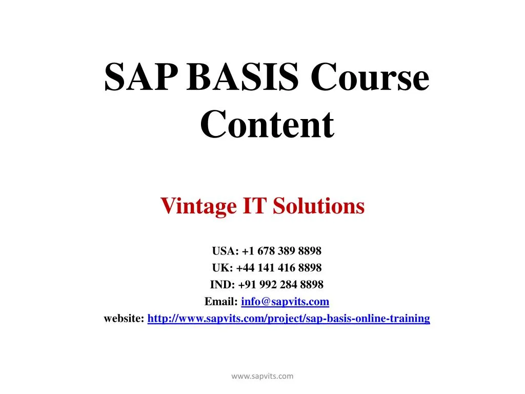 sap basis course content