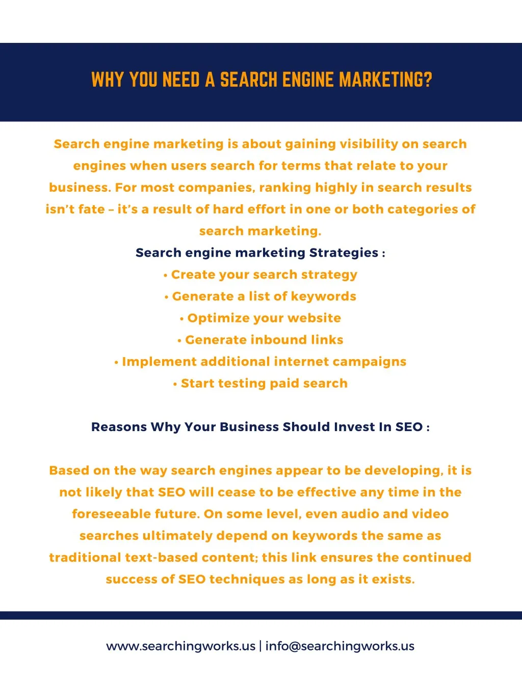 why you need a search engine marketing