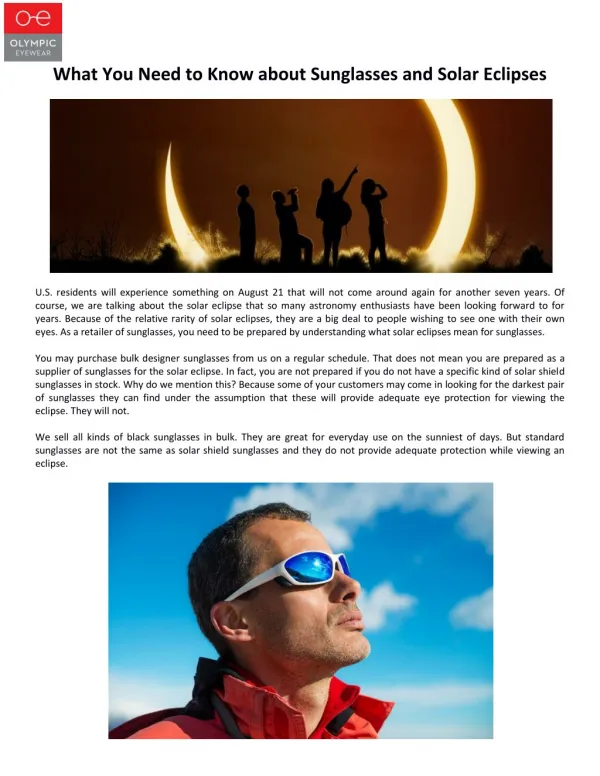 What You Need to Know about Sunglasses and Solar Eclipses