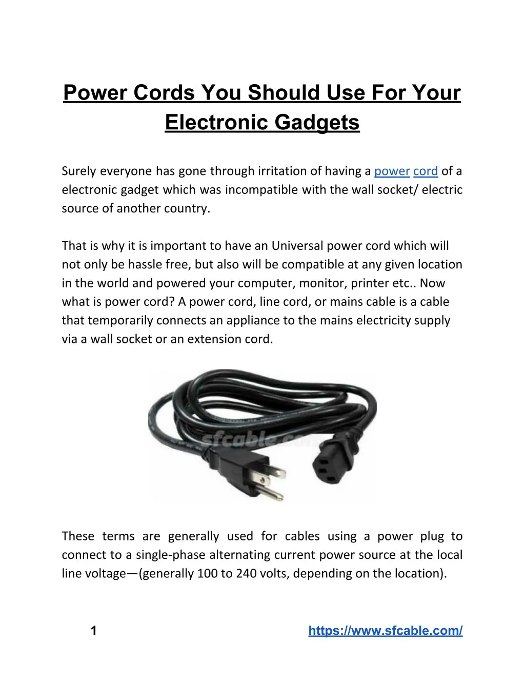 power cords you should use for your electronic
