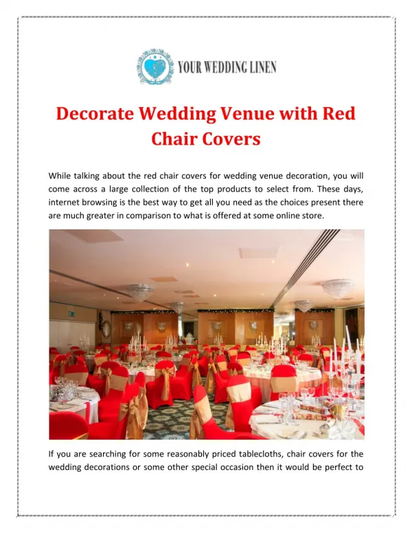 Decorate Wedding Venue with Red Chair Covers