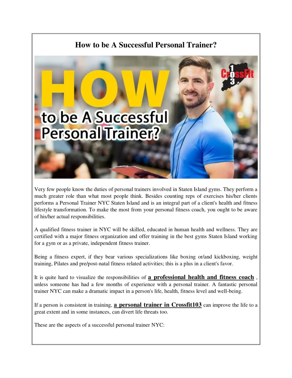 how to be a successful personal trainer