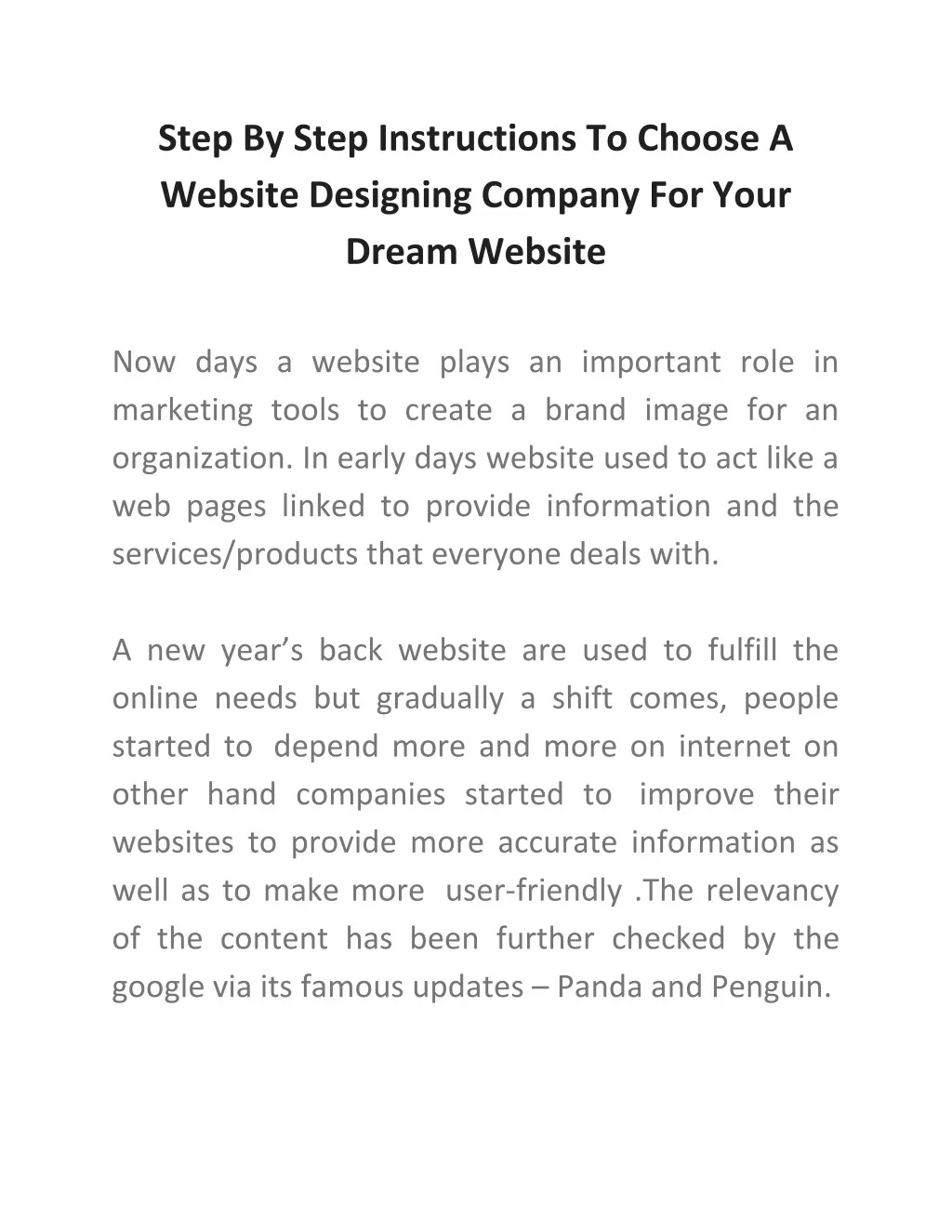 step by step instructions to choose a website