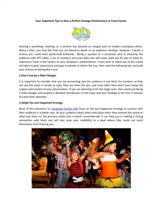 Four Important Tips to Give a Perfect Onstage Performance at Team Events - slide 1