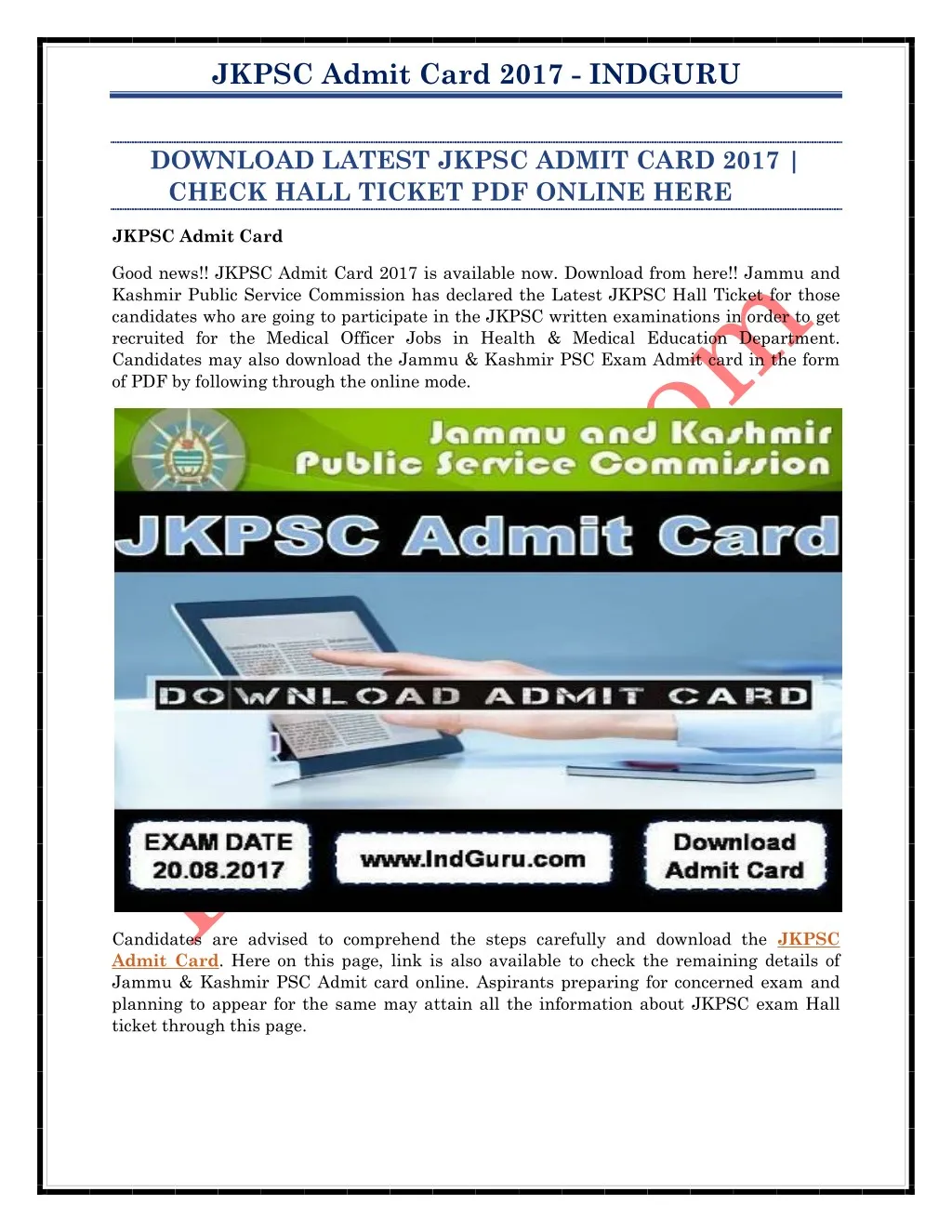 jkpsc admit card 2017 indguru