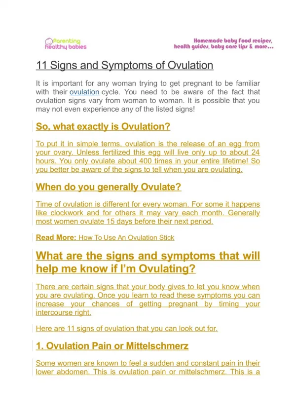 11 Signs and Symptoms of Ovulation