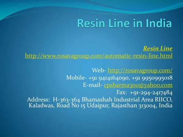 Resin line in india