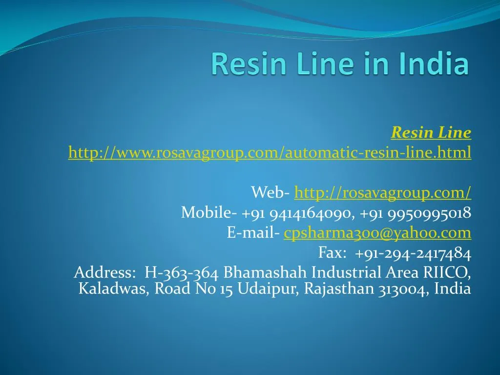 resin line in india