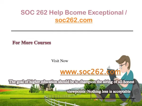 SOC 262 Help Bcome Exceptional / soc262.com