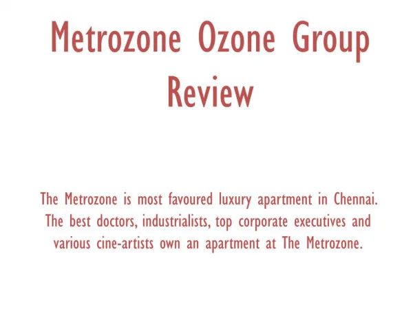 Metrozone Ozone Group Review