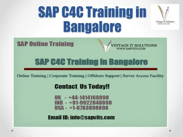 SAP C4C Training in Bangalore PPT