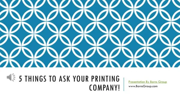 5 Things to Ask Your Printing Company