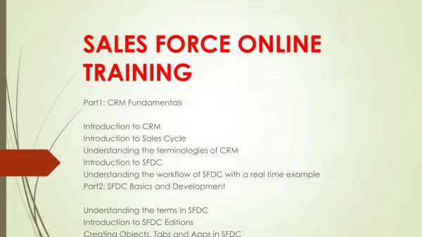 Sales force online training in hyderabad