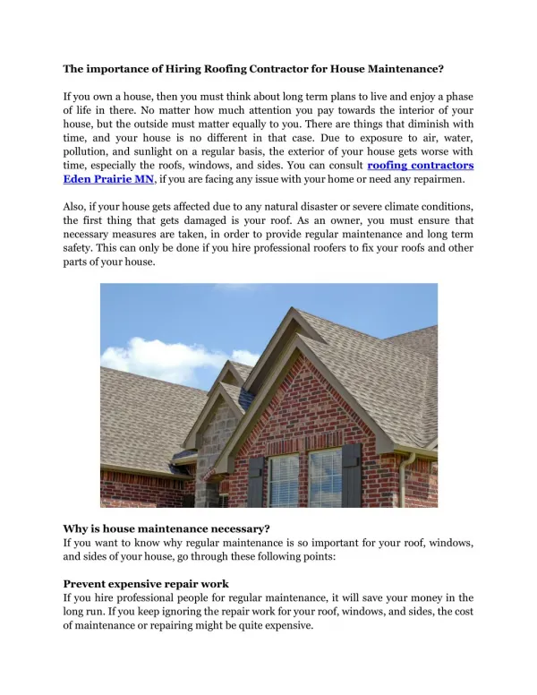 Hiring Roofing Contractor for House Maintenance