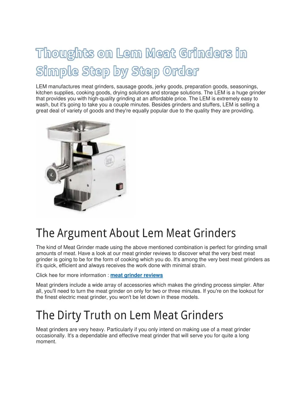 lem manufactures meat grinders sausage goods