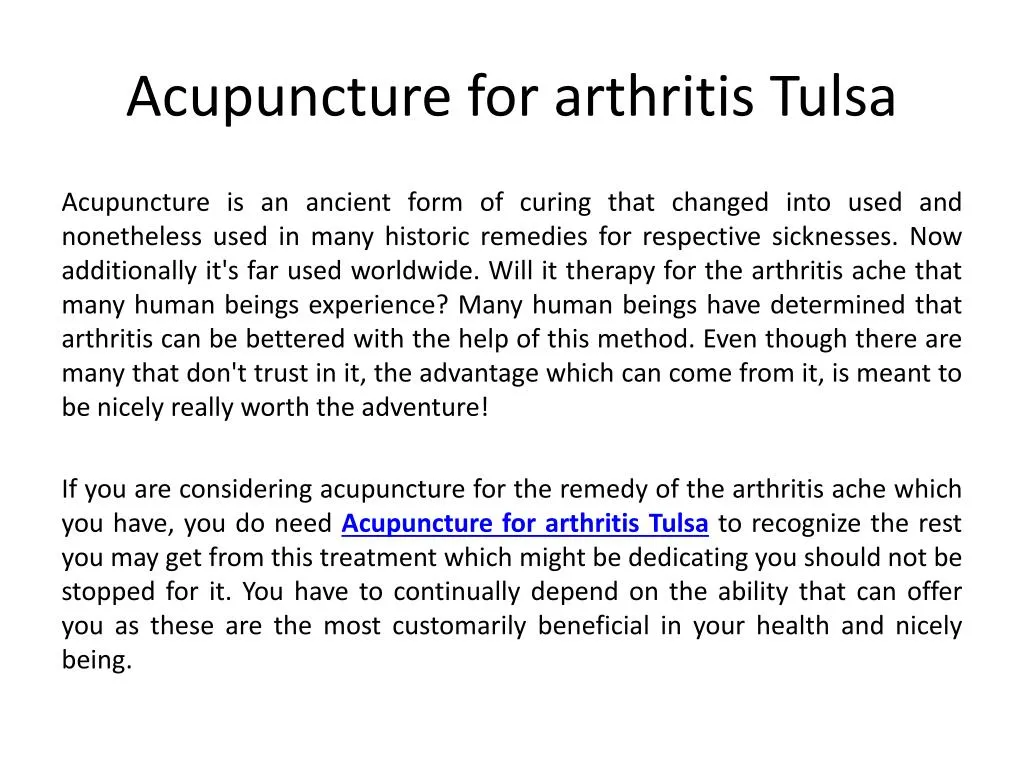 acupuncture for arthritis tulsa