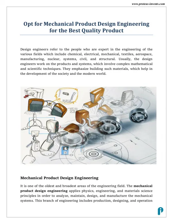 Mechanical Product Design Engineering - Proteus Inevnts