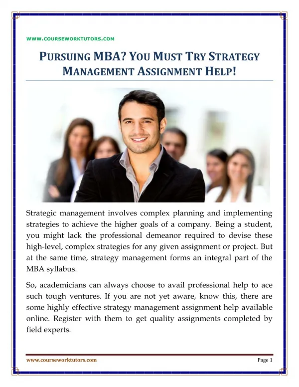 Pursuing MBA? You must try strategy management assignment help!