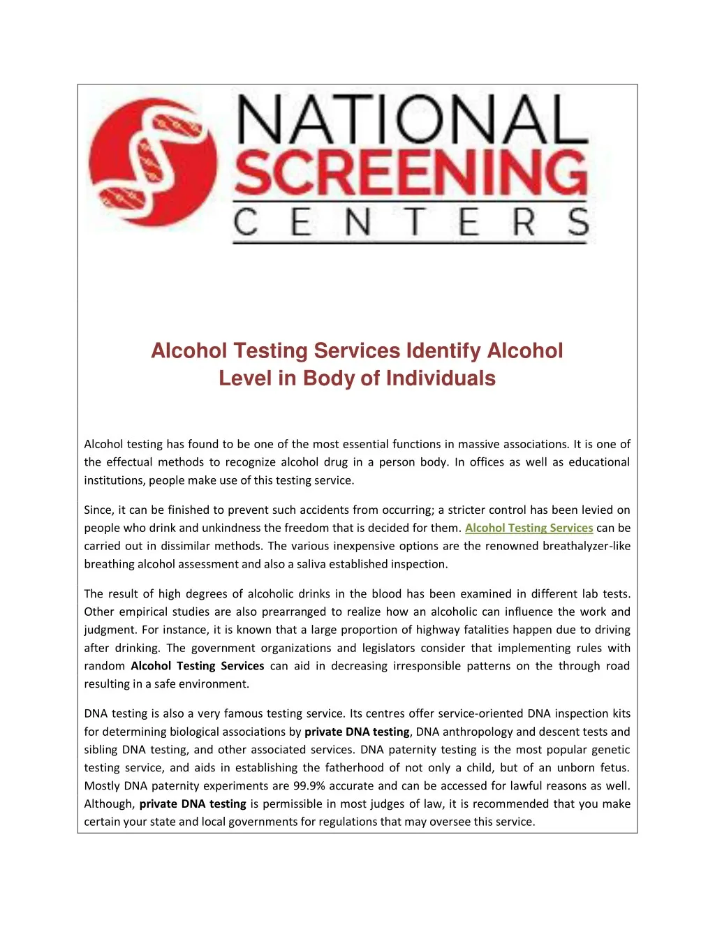 alcohol testing services identify alcohol level