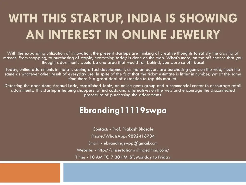 with this startup india is showing an interest in online jewelry