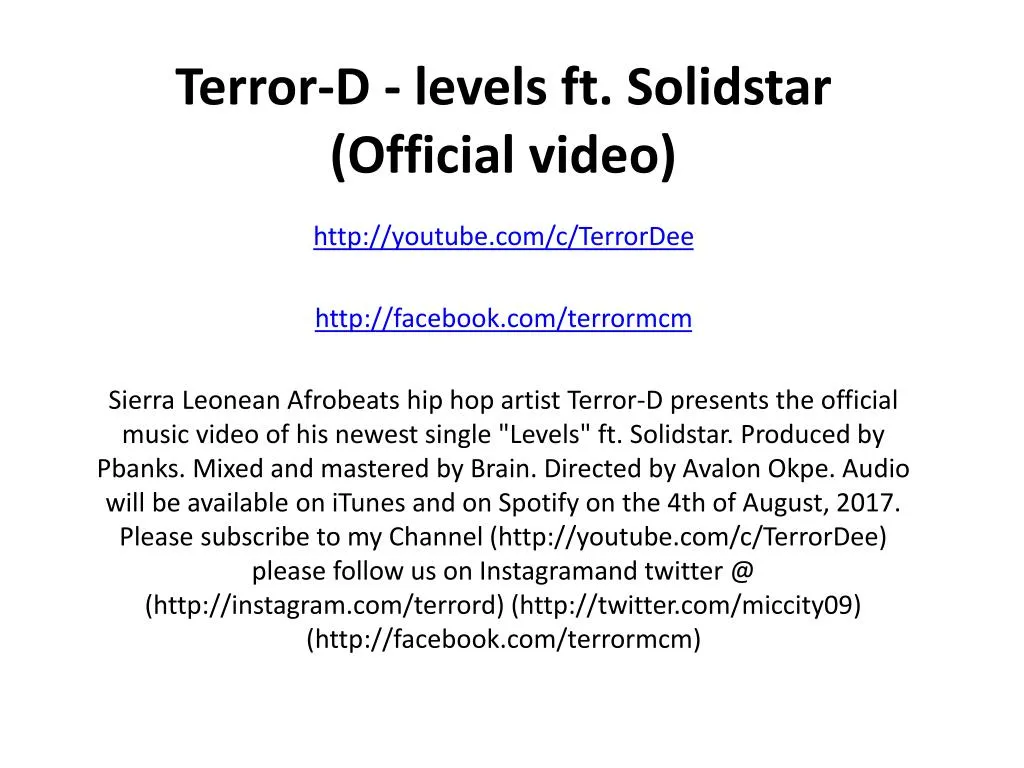 terror d levels ft solidstar official video
