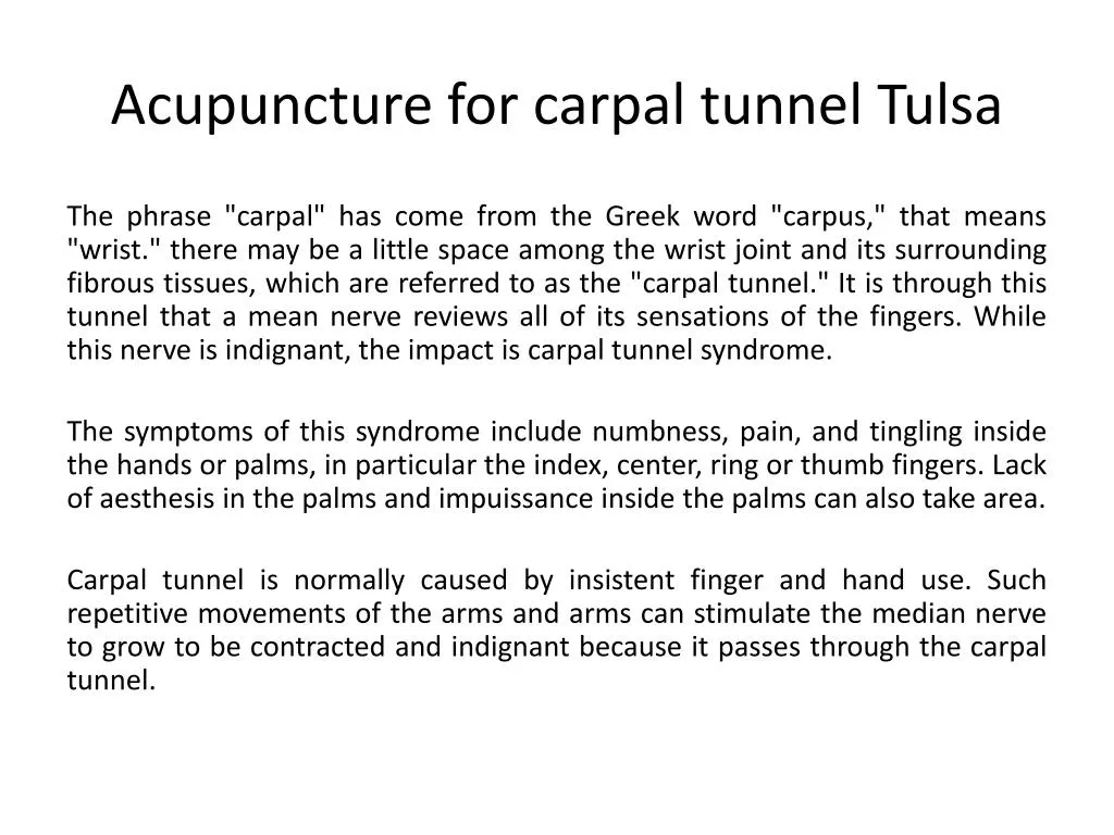 acupuncture for carpal tunnel tulsa