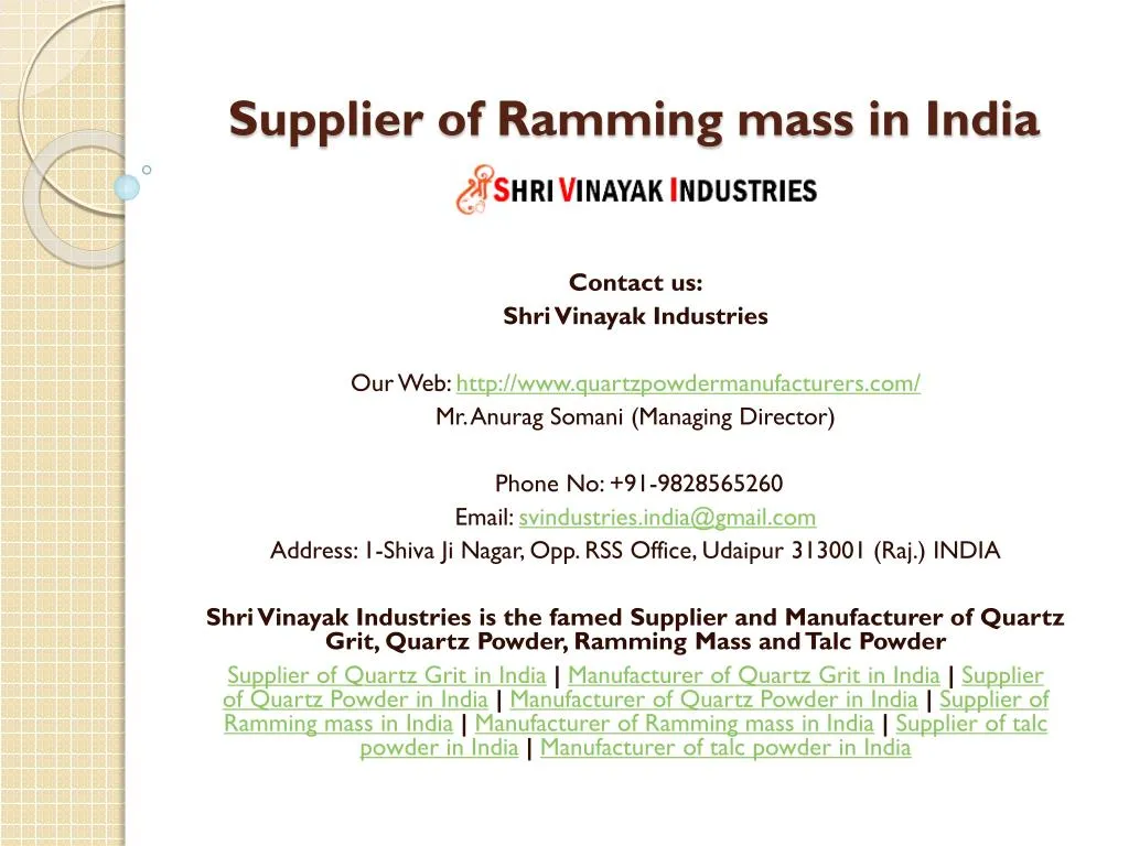 supplier of ramming mass in india
