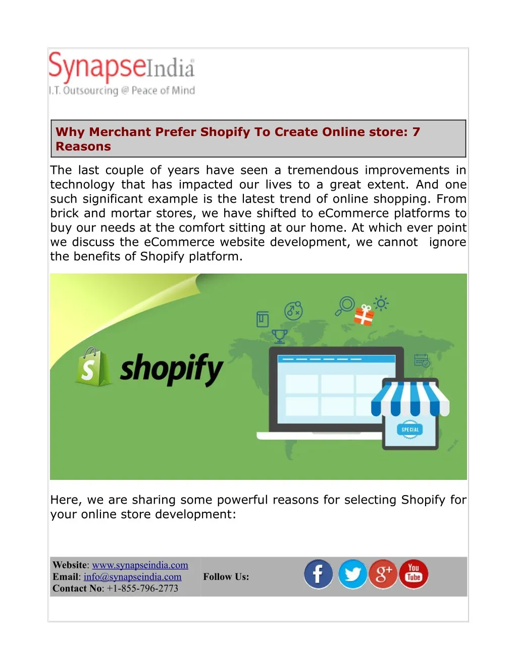 why merchant prefer shopify to create online
