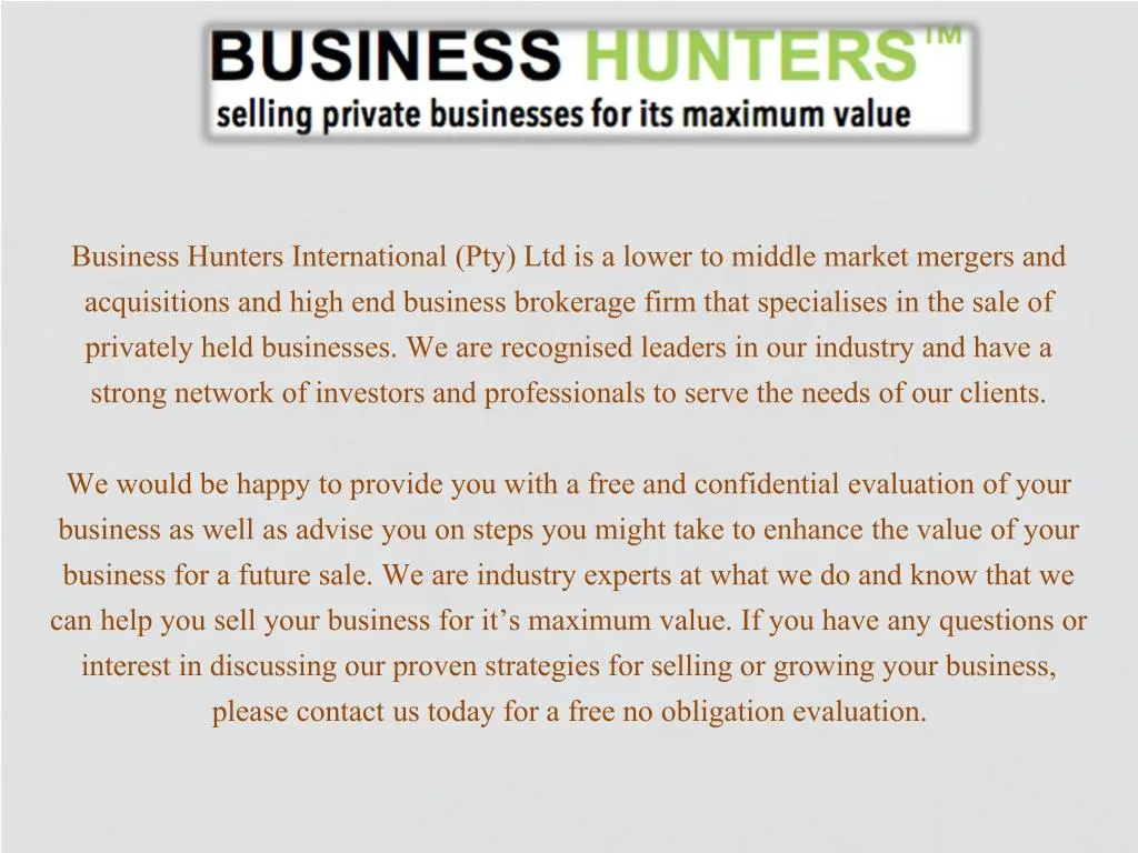 business hunters international pty ltd is a lower