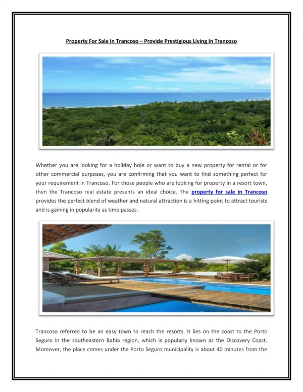 Property for Sale in Trancoso | Exclusiverealtybrasil.com