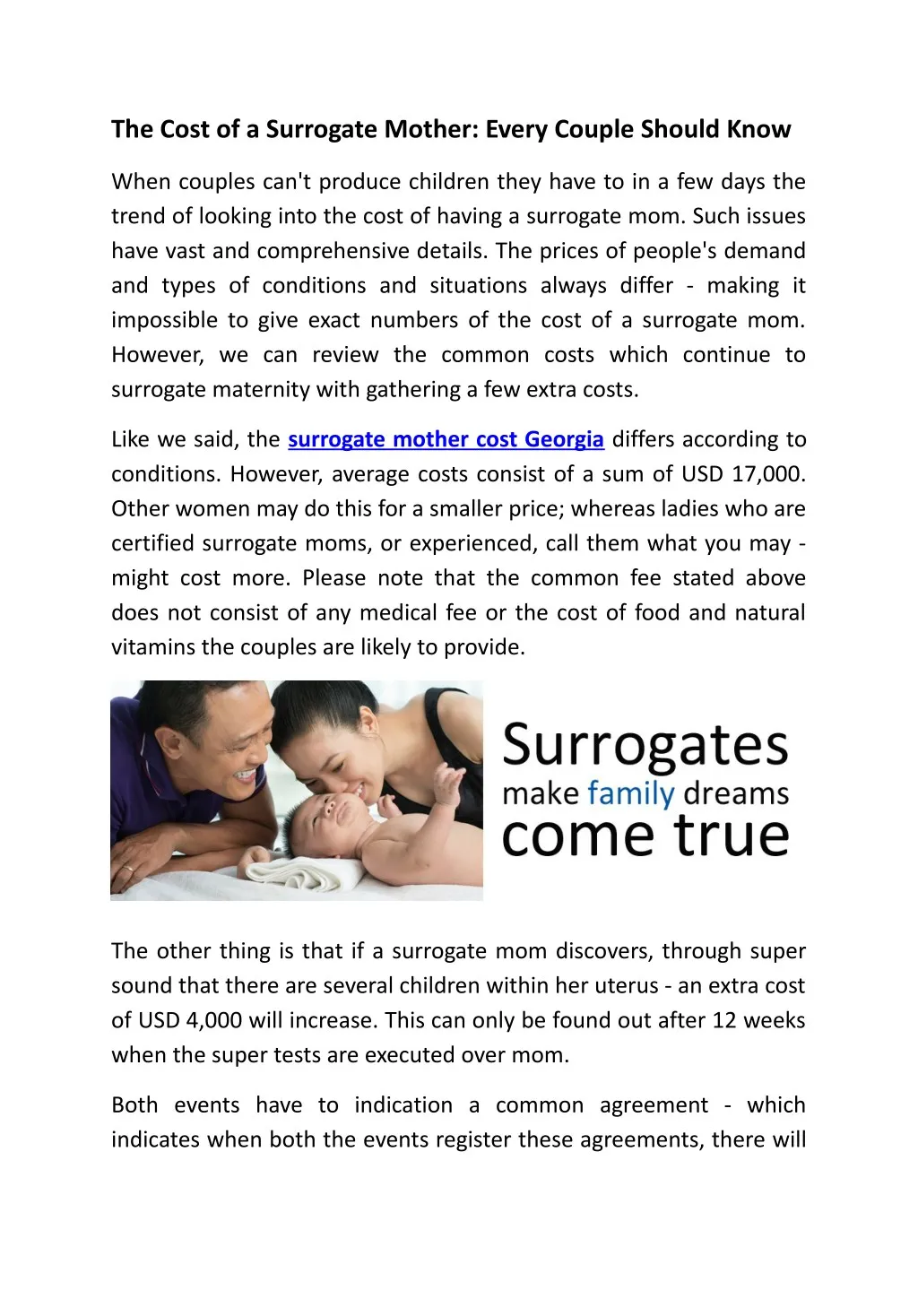the cost of a surrogate mother every couple