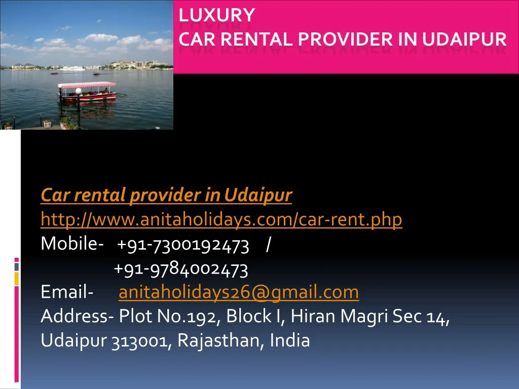 luxury car rental provider in udaipur